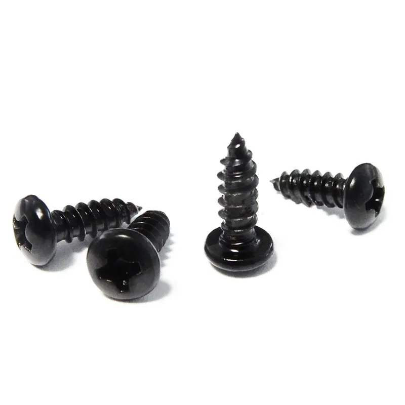 304 stainless steel electrophoresis black self tapping and self drilling screw black round head self-tapping point tail screws