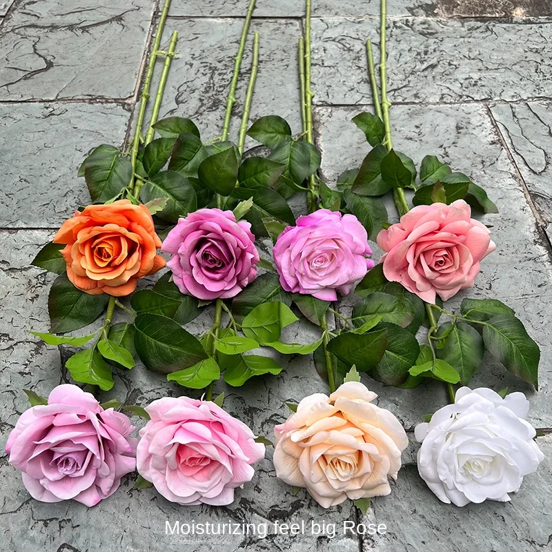 High-Grade White Rose Artificial Flowers for Home Wedding Decor Moisturizing Hand Wholesale from Foreign Trade Manufacturers