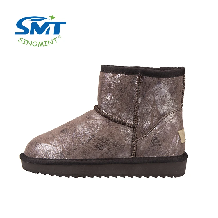 factory direct supplier cow suede upper thermal ankle snow boots for women