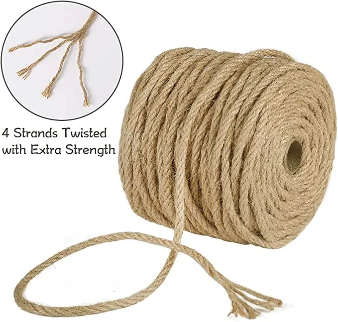 High quality 6 mm-8 mm Natural Jute Hemp Rope Manufacturer Craft Gift Packing Rope