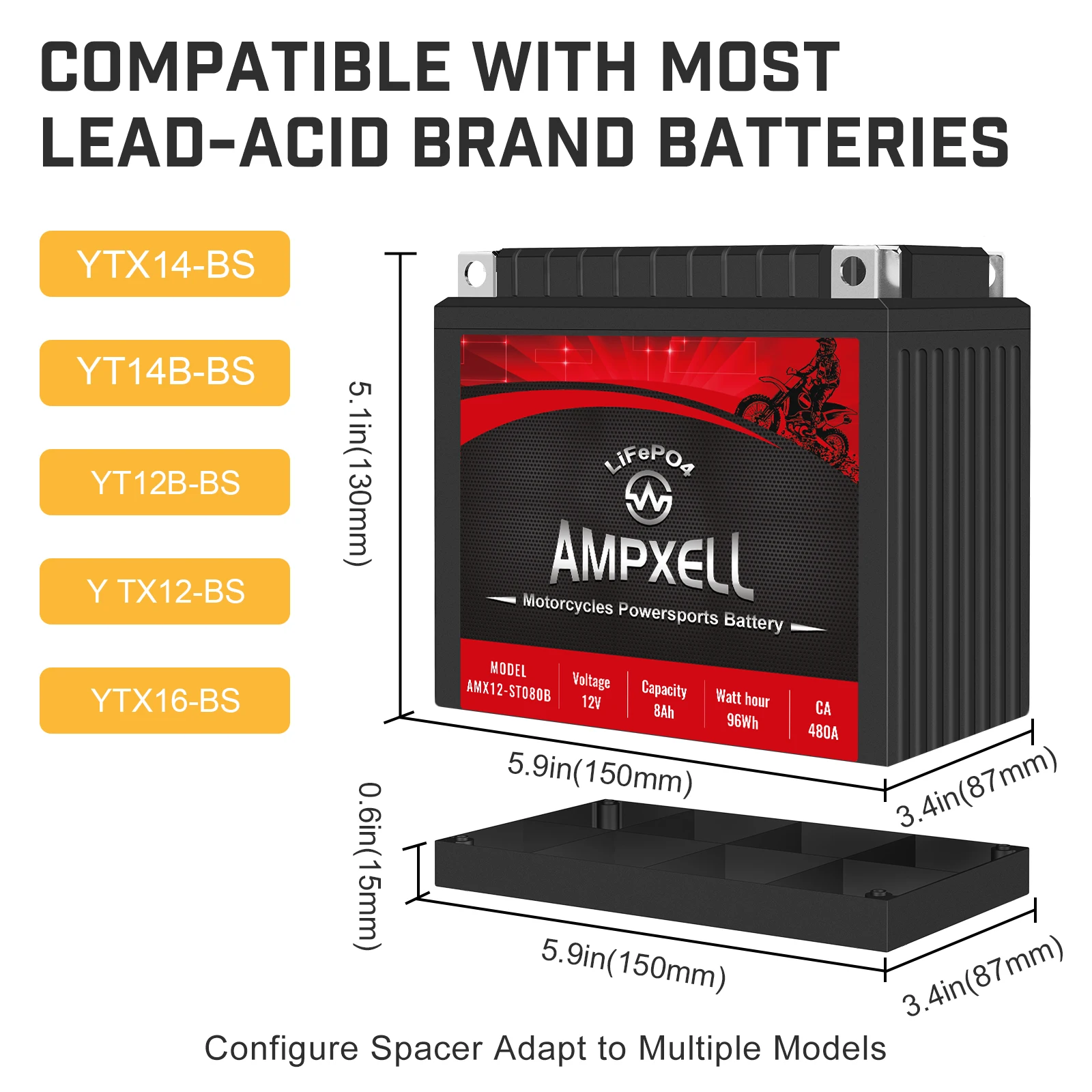 12v 8ah свинцово-кислотный Замена Lifepo4 мотоцикл аккумулятор для запуска двигателя для yamaha yxx12-bs/ytx1bs/ytx16-bs4