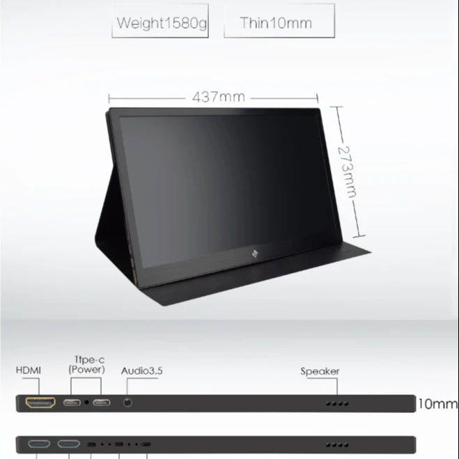 
Factory 4k Portable monitor 17.3 inch built-in battery full HD with Type-C USB for expand mobile PC laptop game second screen 