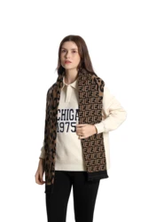 Affordable Luxury Factory Manufacturing Scarf Custom Design E Letter Printed Women Modal Cashmere Scarves