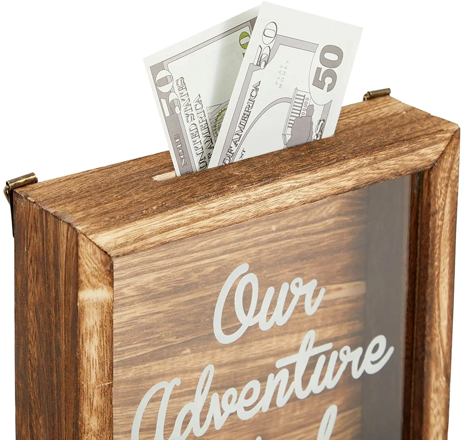 Adventure Fund Black Shadow Box Frame Adventure Wooden Bank wooden piggy bank for gift