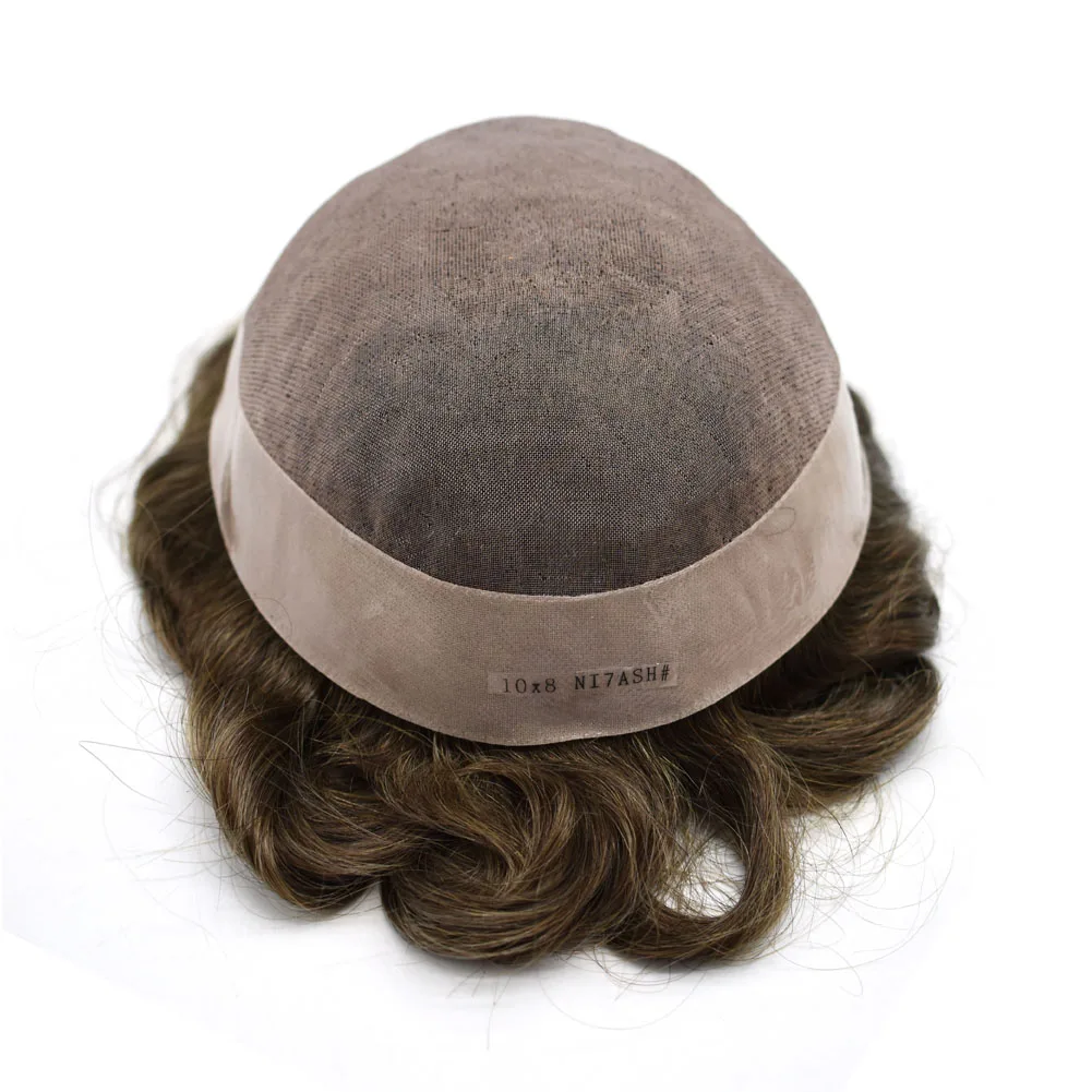 Drop Shipping Bleached Knots Mono Lace Pu Men Wig Natural Color Human Remy Hair Toupee For Men