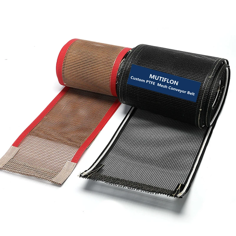 4x4 mm Black Anti Static Open Mesh PTFE Conveyor Belt PTFE Coated Fiberglass Mesh Conveyor Belt