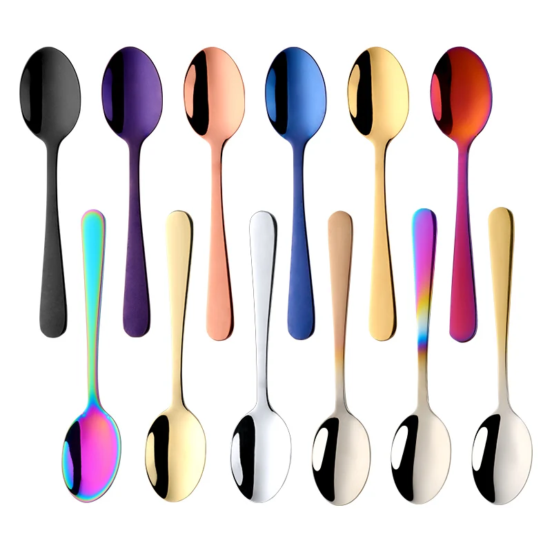 Customize logo 304 stainless steel multi-colors tea coffee spoon
