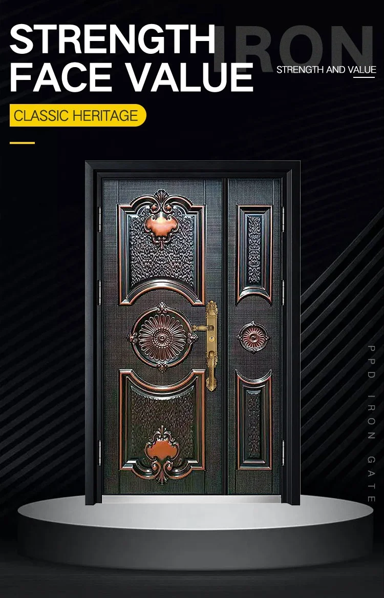 Cheapest German Style Cast Aluminium Door Durable Front Security Door with Stainless Steel Handle