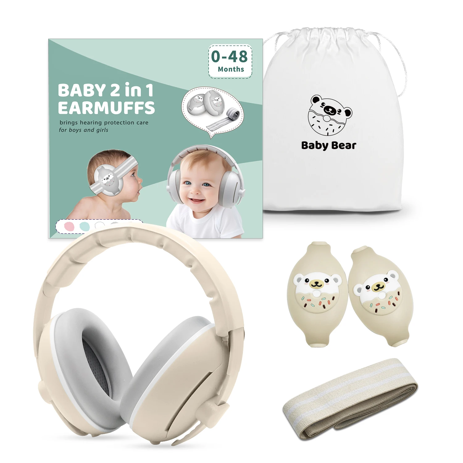 2 in 1 Convertible Design CE 352-1 ANSI Ear Muff 0-36 Months Noise Reduction Baby Ear Hearing Protection Earmuffs