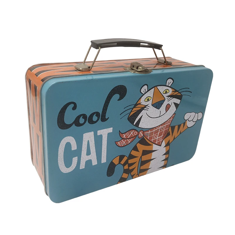 Tin boxes with handle click clack blank tin  recipe box