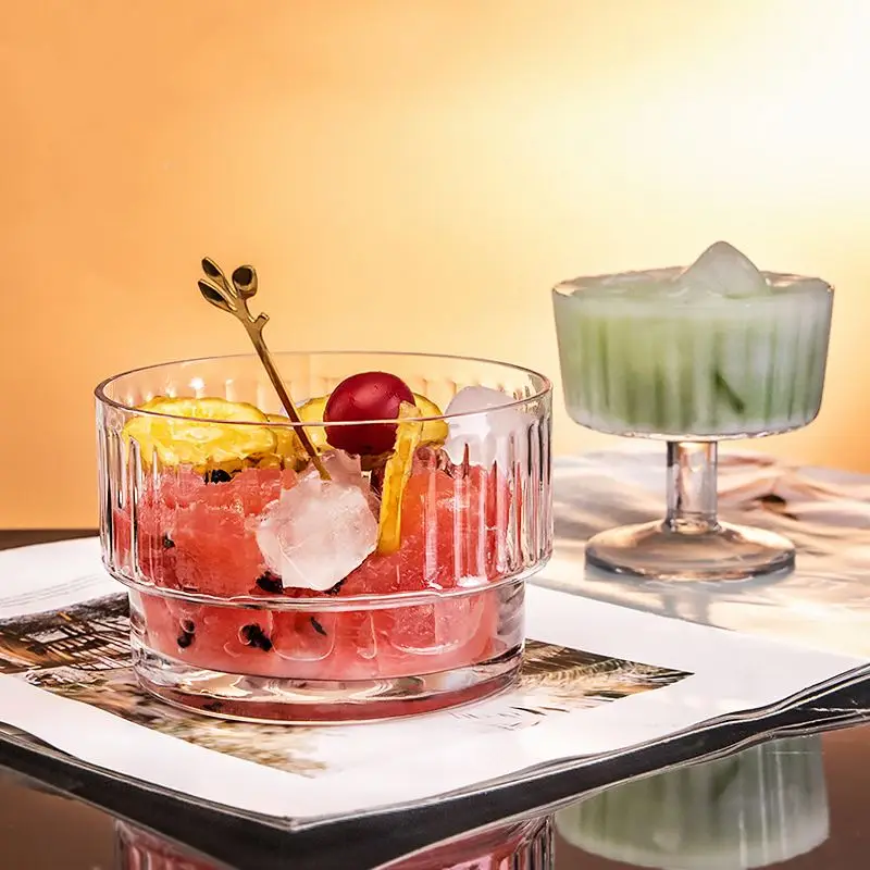 Glass Coffee Cup Transparent Tea Set Heat-resistant Glassware Bar Drink Retro Creative Milk Juice Smoothie Cup