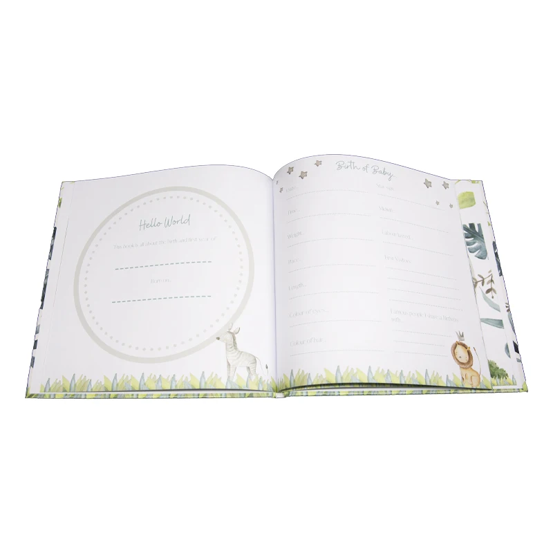 High Quality Custom Baby Journal Hardcover Book Sewn Binding Offset Printing on Kraft Art Paper Quality Paper Hard Cover
