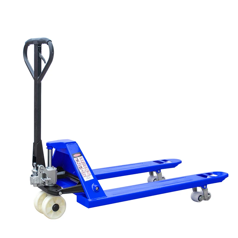 Chinese  factory direct sales 2 tons manual powered pallet truck scale steel super long mechanical forklift truck  for sales