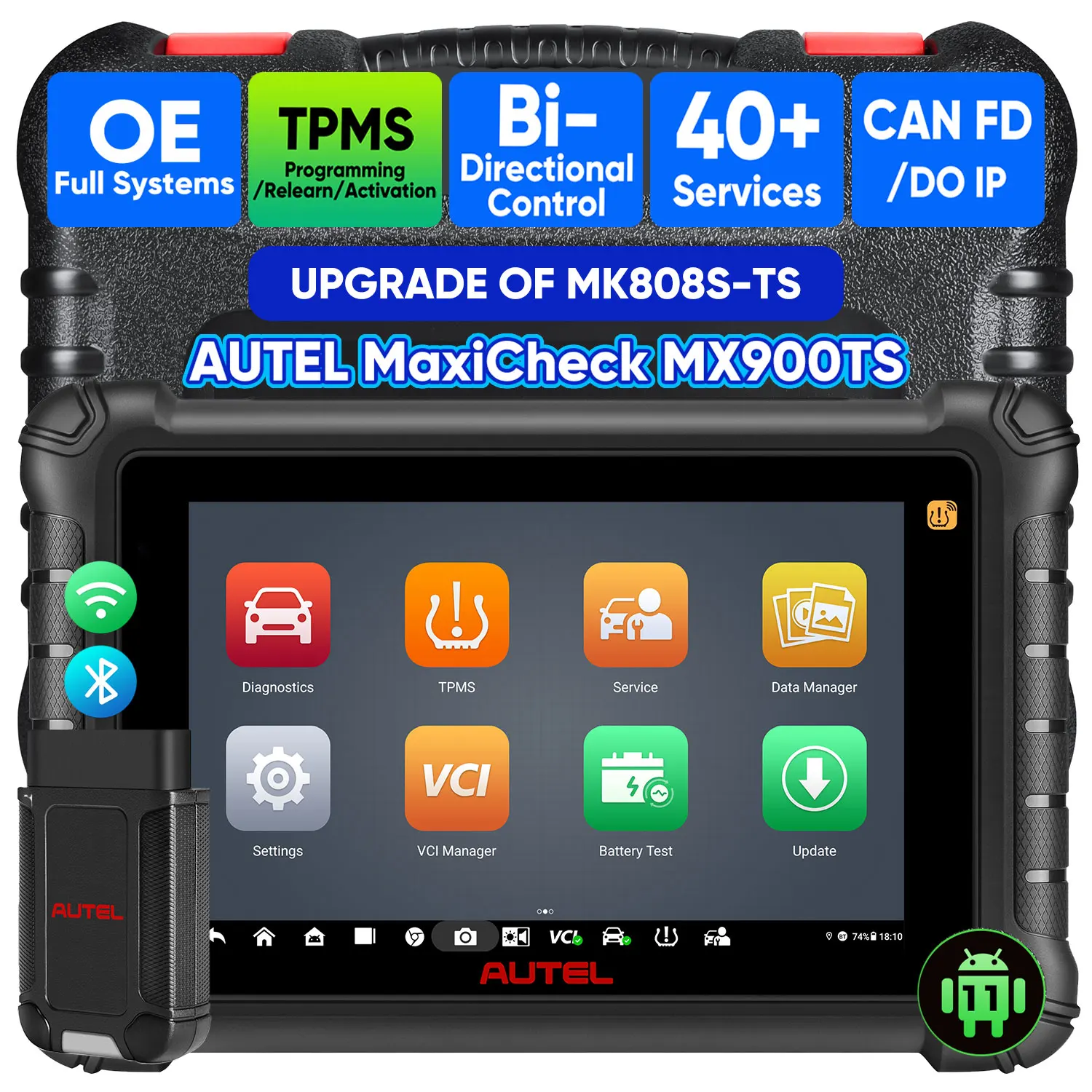 [US VERSION] Autel MaxiCheck MX900 TS Vehicle Diagnostic MX 900 Auto TPMS Sensor Tire Gauge Altar MX808 obd2 scanner Tools