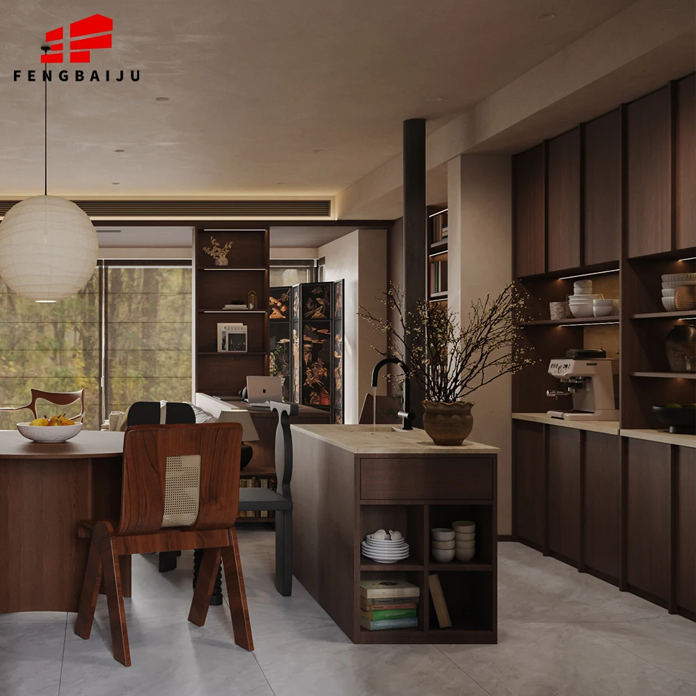 FBJ Modern shaker design kitchen all custom durable cupboard white marble top lacquer finished wooden kitchen cabinets