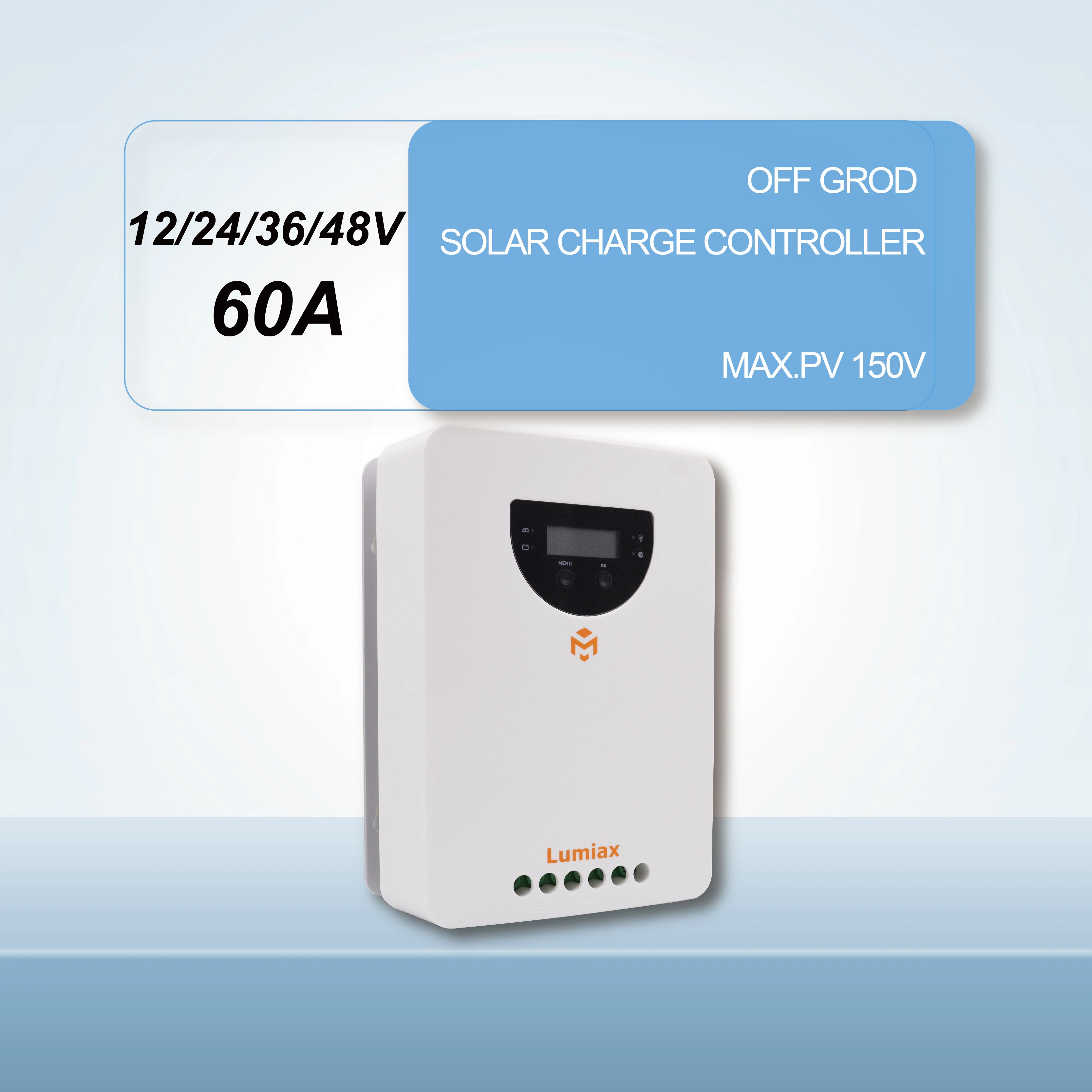 12V 24V 36V 48V 60A voltage regulator battery lithium lcd display charge controller solar mppt RS485 Bluetooth