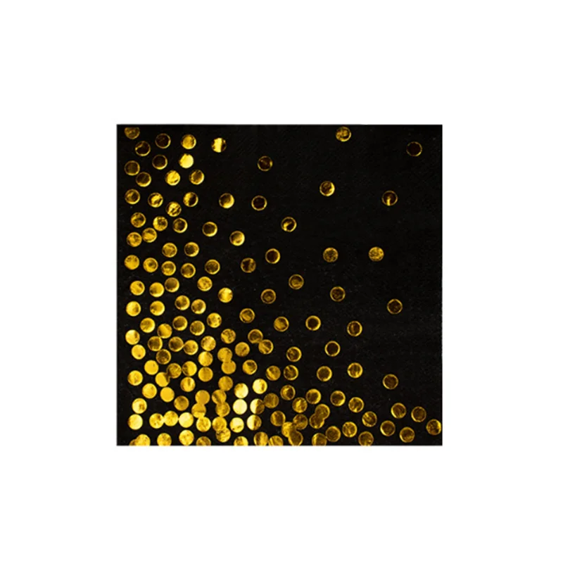 Black Gold Dots Disposable Paper Tableware Sets with Plates Cups Straws Cutlery for Party Wedding Supplies JW Opp Bag Gua 200pcs