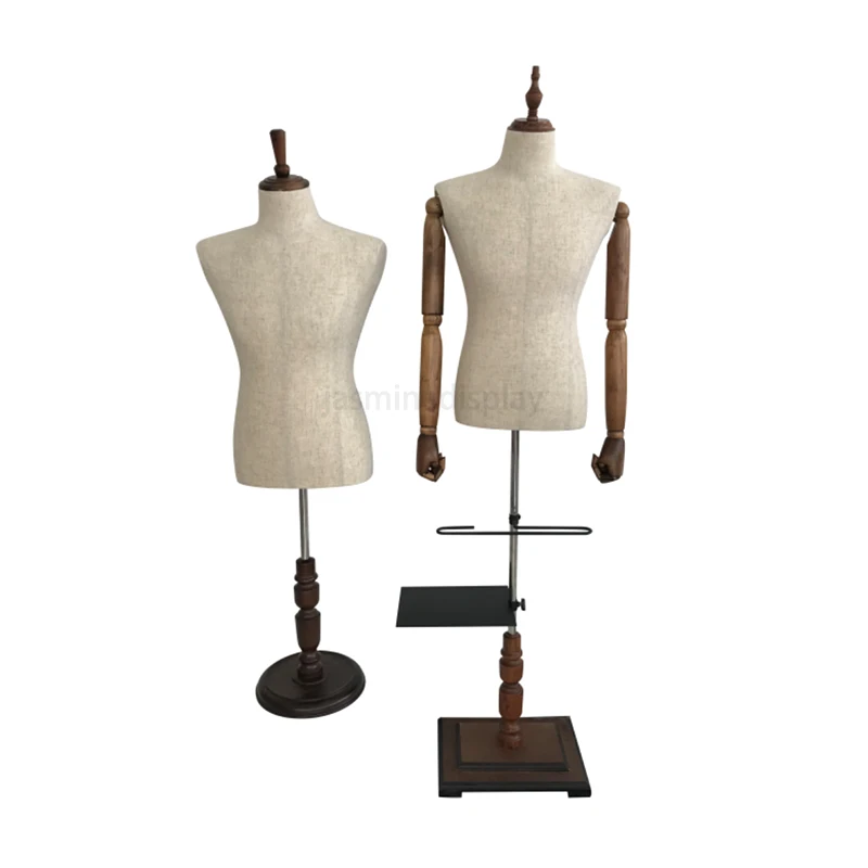 JASMINE Window Shop Props Half Body Male Mannequin With Wooden Arms and Dress Display Shoes Rack/plate