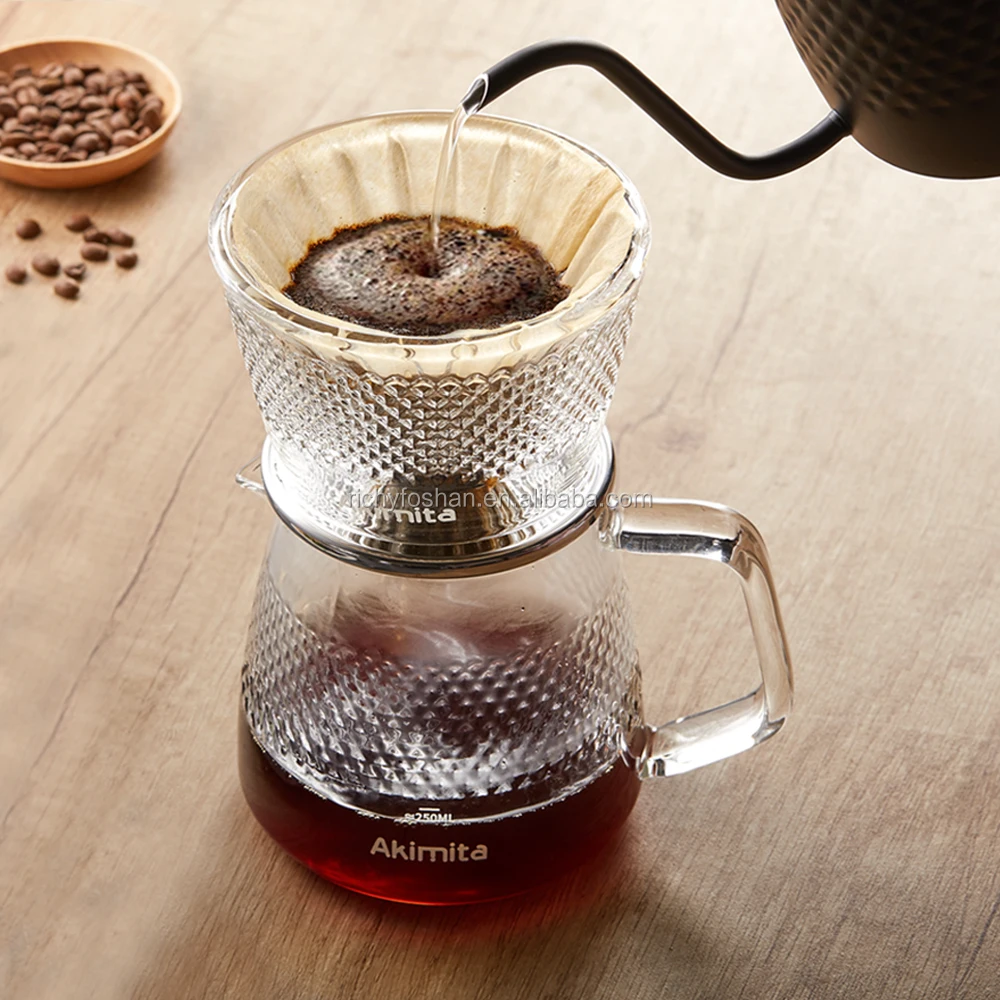 High Borosilicate double layer structure Glass Coffee Cafe Server  with Glass Range Coffee Server Hand Coffee