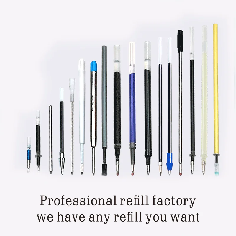 Factory direct sales of various ballpoint rollerball pens gel ink refills plastic and metal pen refills replacement and refill