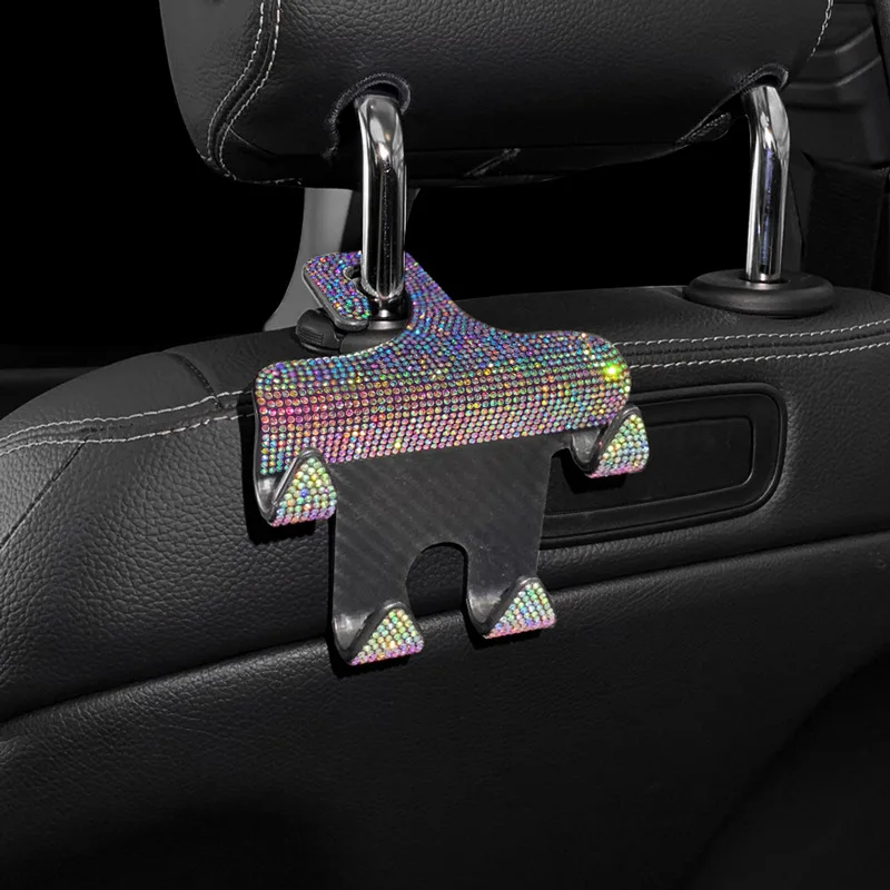 Crystal Car Seat Back Hook Bling Diamond Hanger Auto Back Universal Headrest Mount Storage Holder Car Interior Accessories