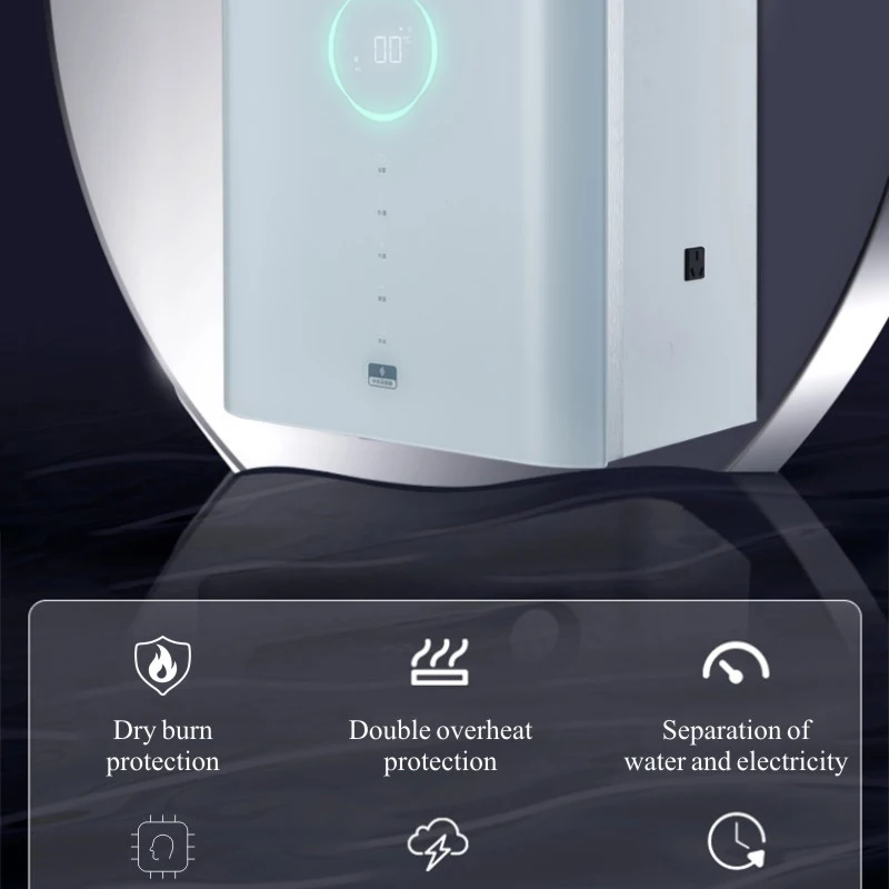 Tempered Glass panel 12kW Central Heating Electric combi boiler for properties with bathtub & shower replacement of gas boilers