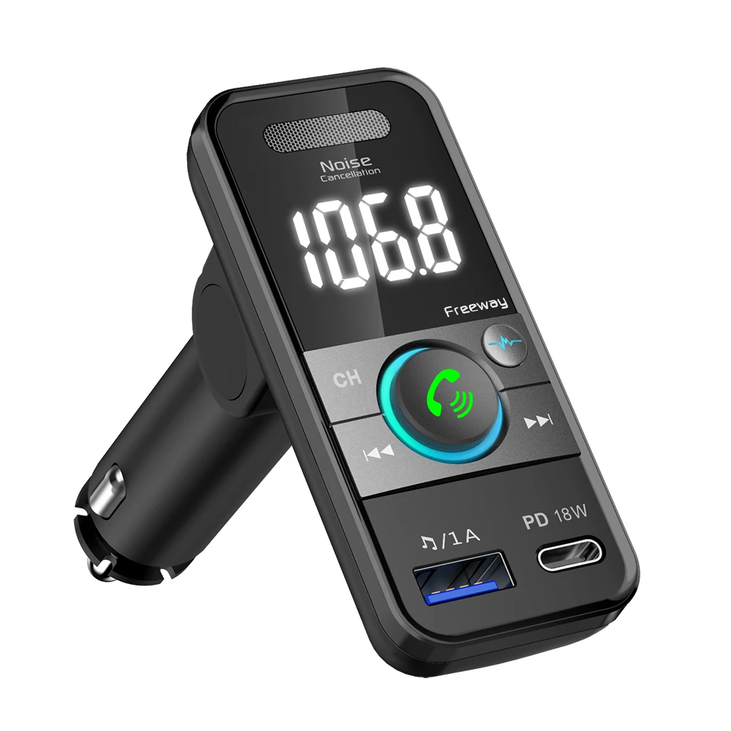 FM передатчик для автомобиля QC3.0 & USB-C PD 18 Вт беспроводной радио адаптер музыкальный плеер/автомобильный комплект с
