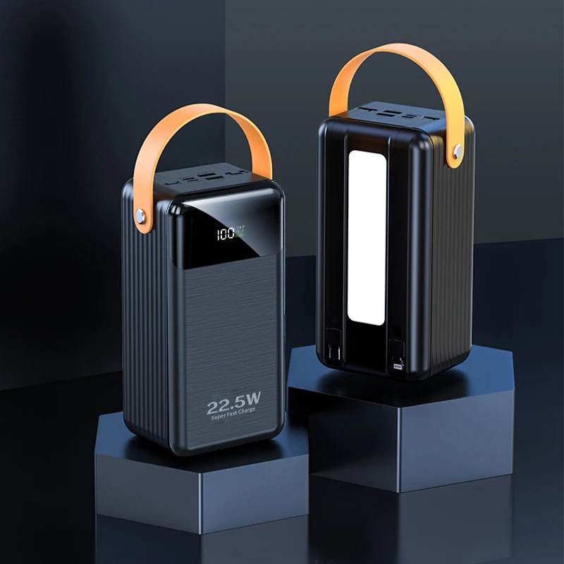 Hot Sale Pd 22.5w Fast Charger Built-in Cable Pc Power Bank Outdoor Portable Power Station 60000mah Power Bank