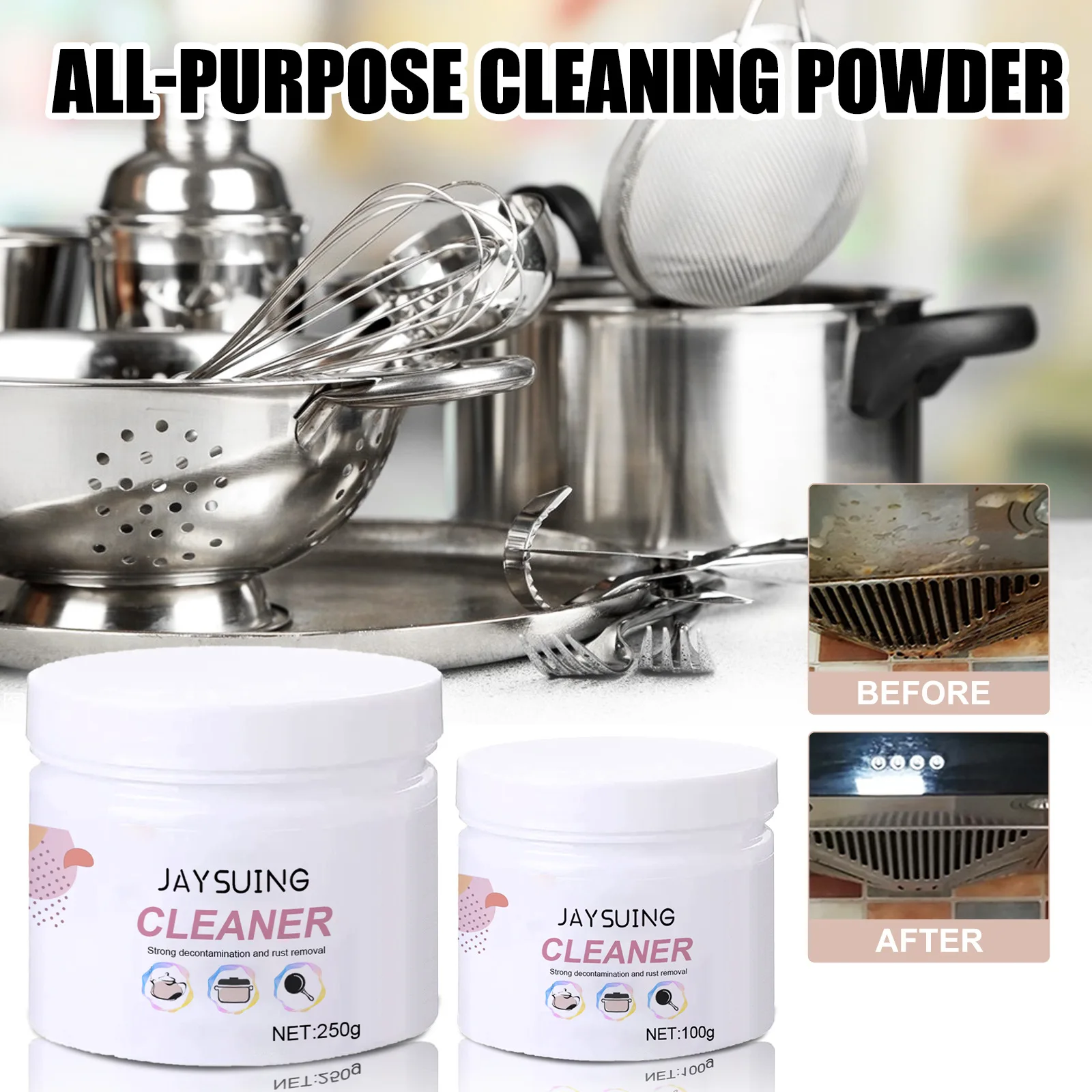 Jaysuing Kitchen Foam Cleaning Powder Heavy grease Descaling Clean multi-purpose kitchenware remove rust range hood
