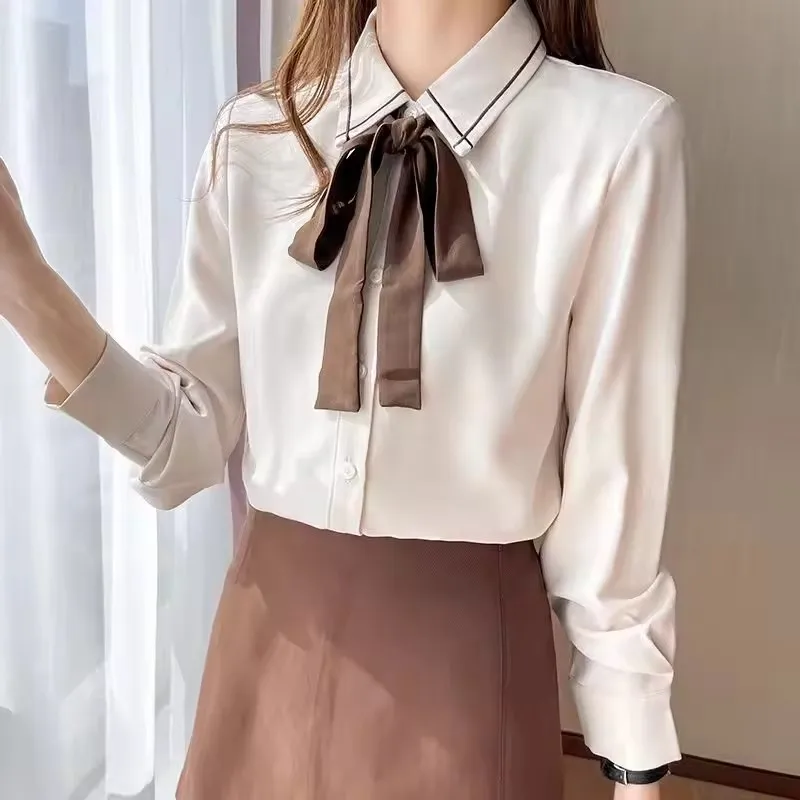 Long Sleeve Casual Shirt New Korean Version Retro Hong Kong Style Color Matching Floral Print Pockets Vintage Digital Printing