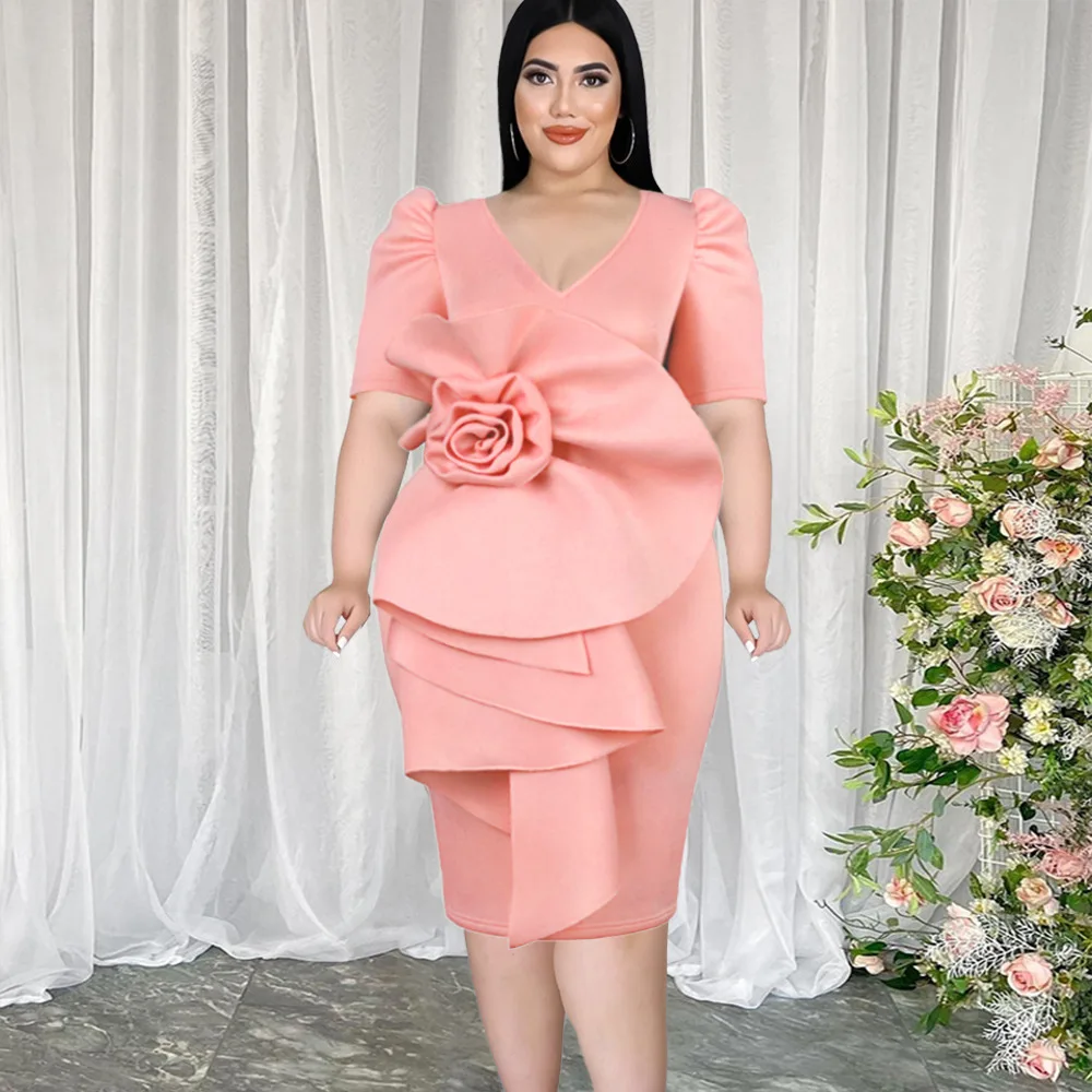 Short Sleeve Wedding Gowns Manufacturer Prom Party Flower Dresses Women  plus size 4XL