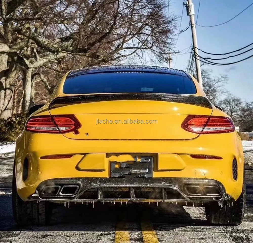 Carbon Fiber Car Rear Bumper Diffuser Lip for Benz C Class W205 C205 C63 AMG Coupe 2015-2020 Convertible Spoiler Splitters
