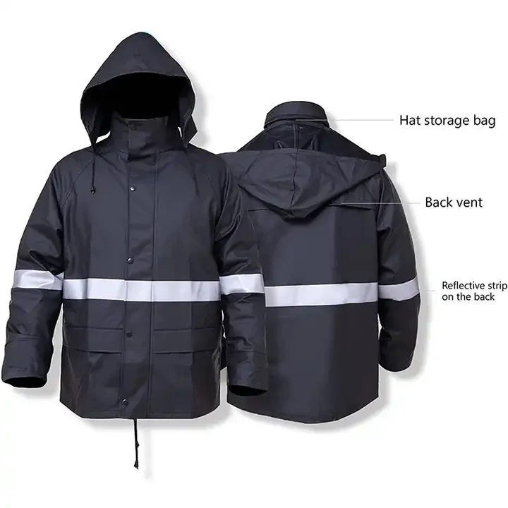 Hot Selling Reflective Vinyl Rain Coats Adults Waterproof Raincoat Motorcycle for Mens Outdoor Rain Coat Jacket
