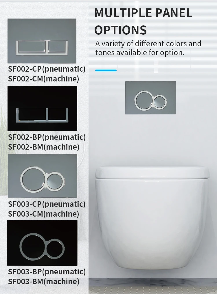 European Universal Size Concealed Cisterns with Steel Modern Design Floor Mounted P-trap Wc Toilet Water Closet Wall Mounted