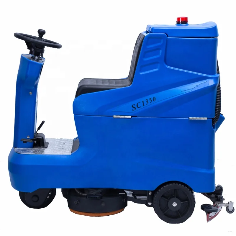 SC1350 new design lower-noise  single brush industry ride on floor scrubber dryer with battery