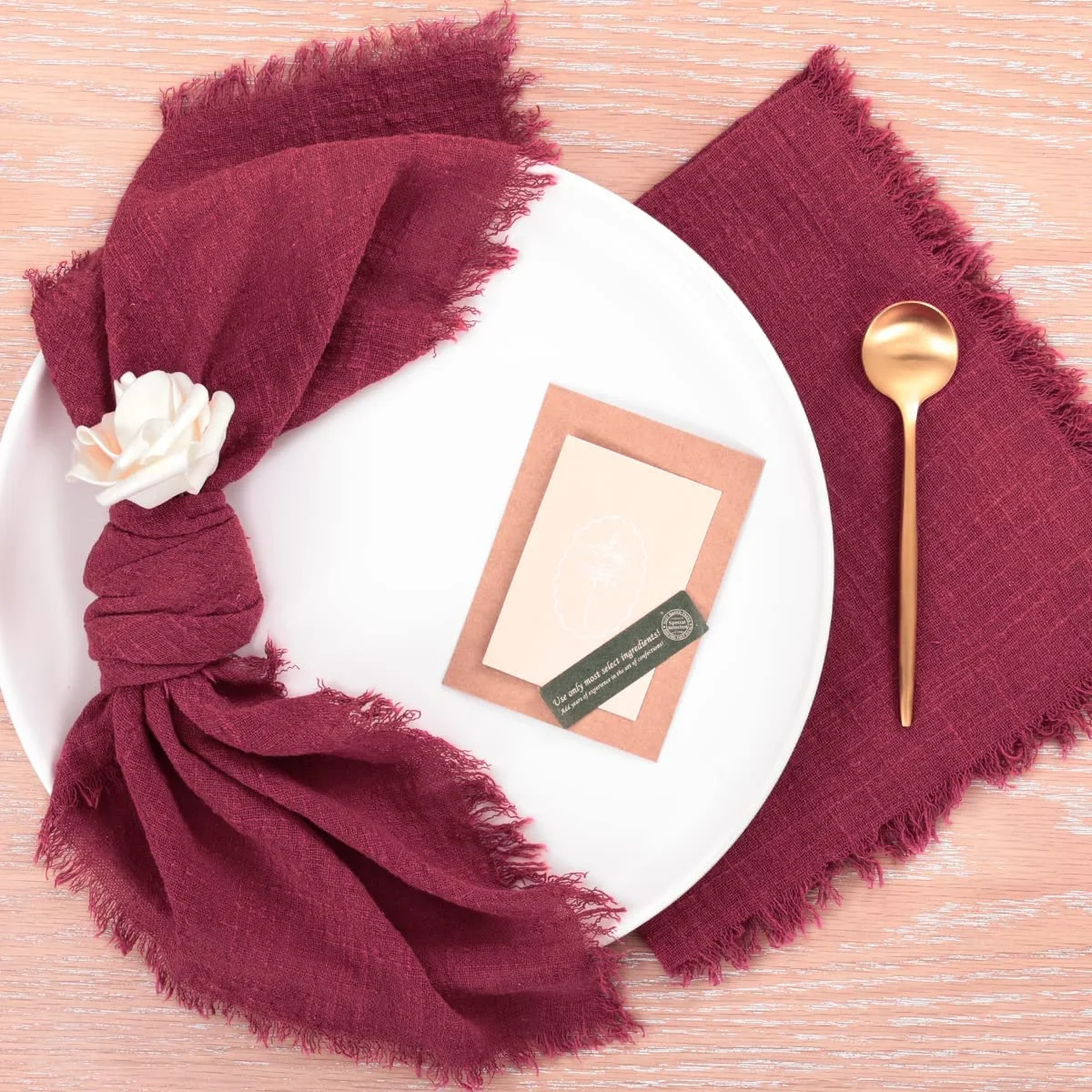 Organic rustic gauze cotton napkins rust Christmas table cheesecloth pink wedding dinner napkins