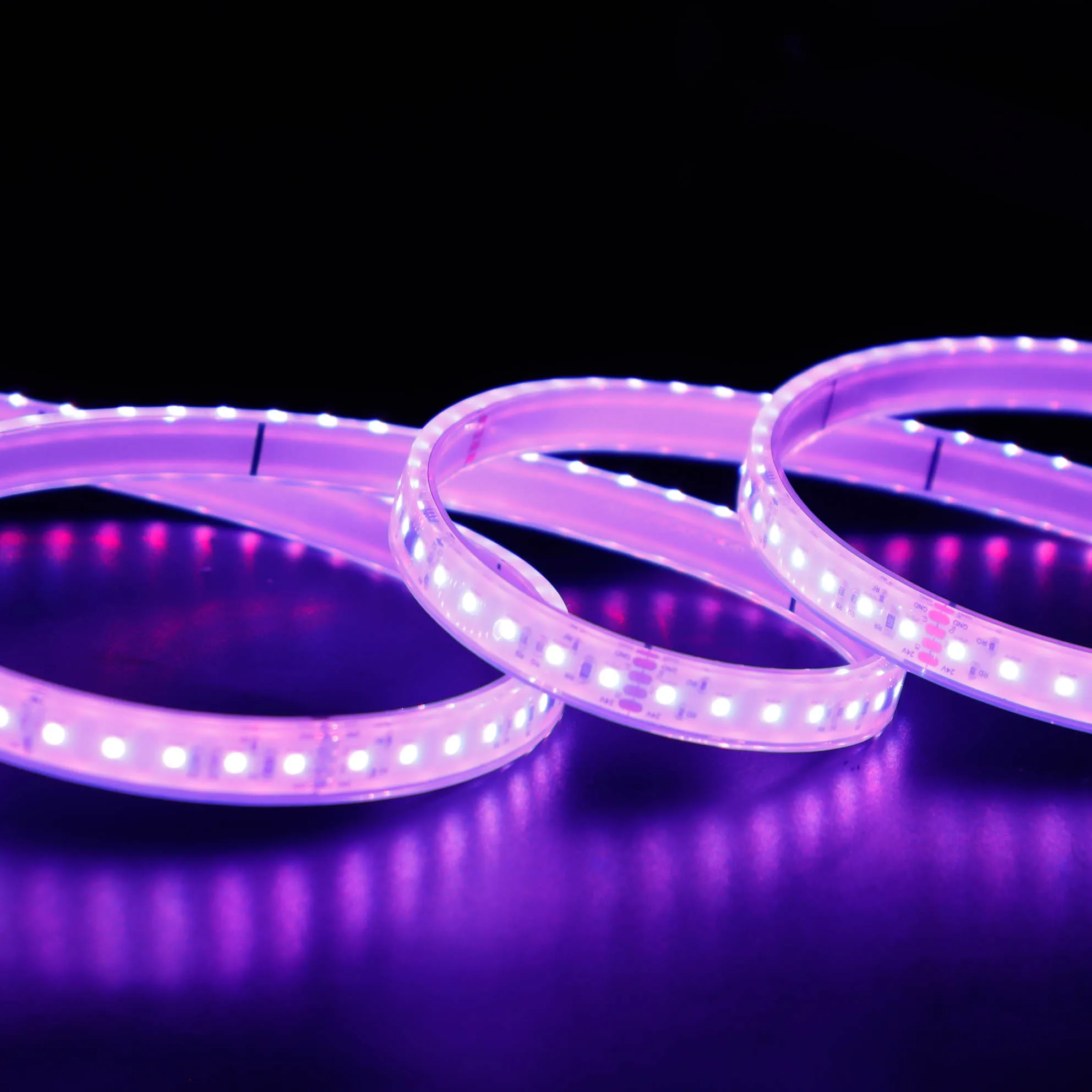 China Factory Custom LED Strip Light RGB Full-color Addressable Programmable Chasing Led Strip Light Flexible Smart Strip Light