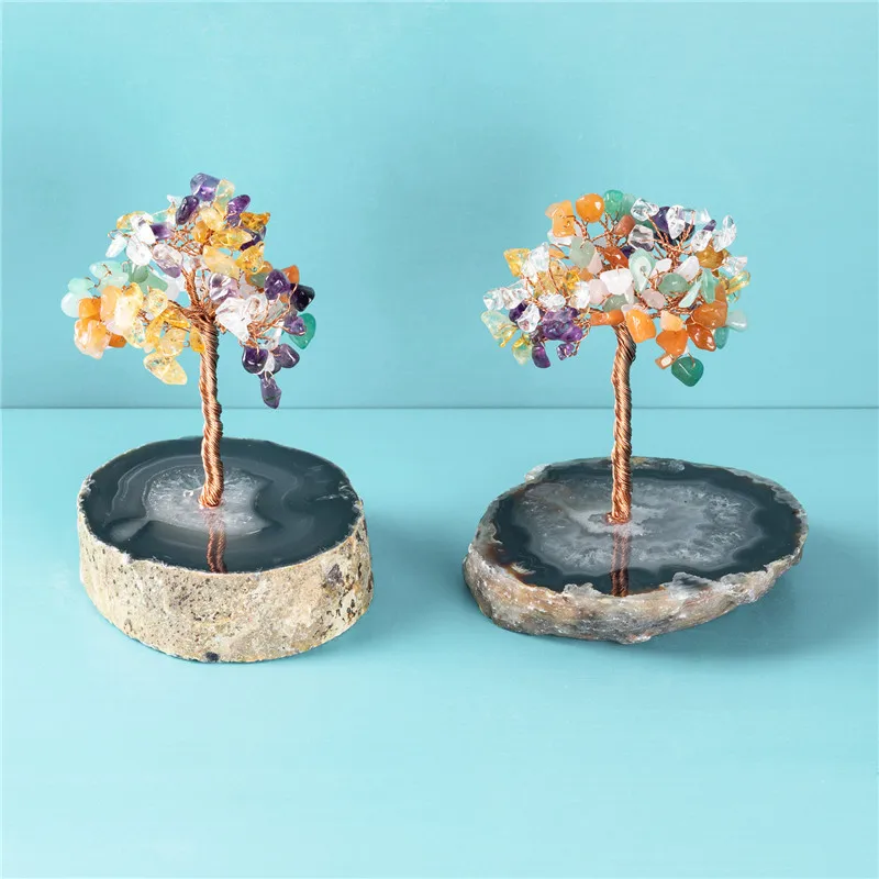 Оптовая продажа, натуральный драгоценный камень, полированный Хрустальный лечебный камень, дерево для исцеления, подарок