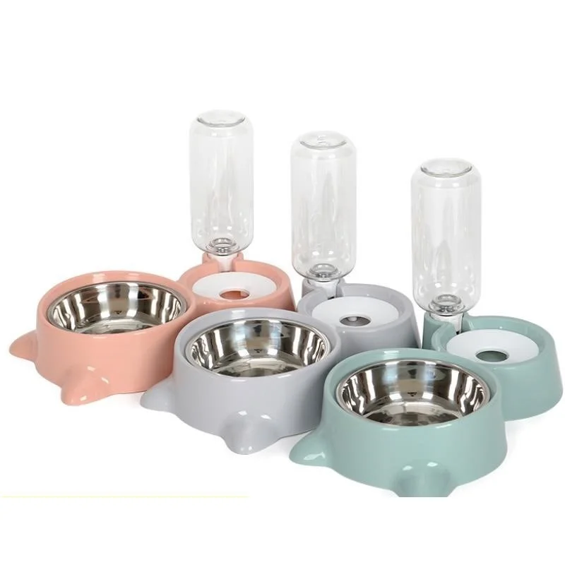 2021 Hot Selling Pet Feeder Smart Automatic Pet Slow Feeding Bowl Water Dispenser Along With Stainless Dog Bowl