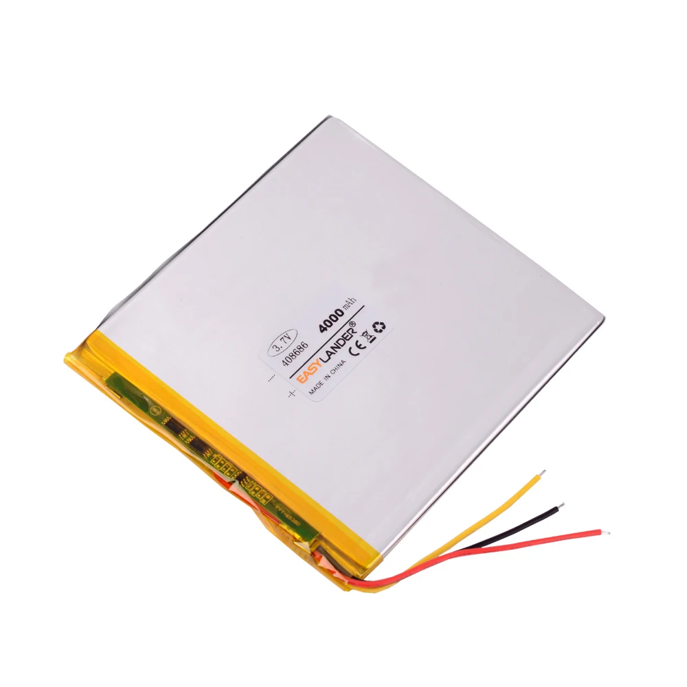
3 wire 3.7V 4000mAH 408686 Polymer lithium ion / Li-ion battery for tablet prestigio 3777 the ritmix rmd-751 