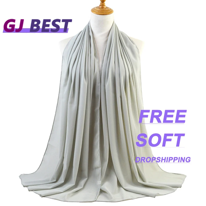 Alibaba Select Georgette Silk Stoles Ladies Silk Hijabs Oem Women Hijab Chiffon Scarf