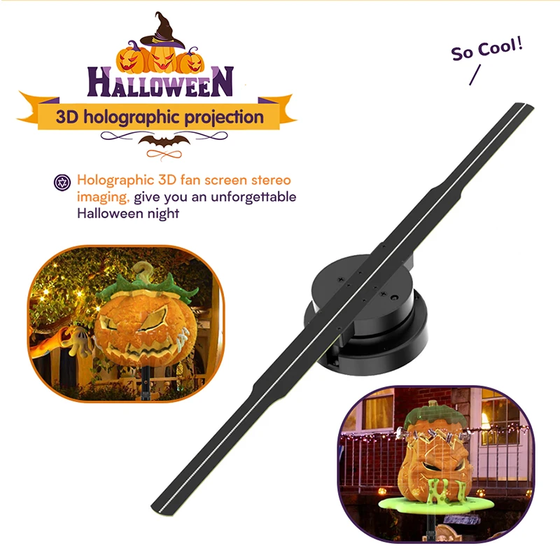 Halloween Decoration 3D Hologram Fan 42CM WiFi Hologram Fan Projection Video Upgrade 3D Hologram Advertising Display