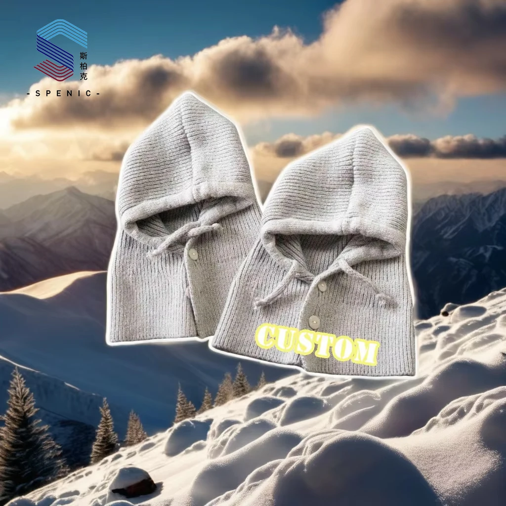 OEM Custom Design Cute Character Pattern Knitted Polyester Cotton Winter Hat with Ears Warm Beanie for outside Use