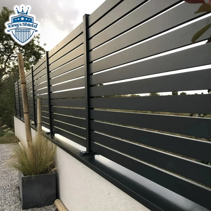 Factory Direct  Powder coated dark grey customized making security privacy slat aluminum garden fence