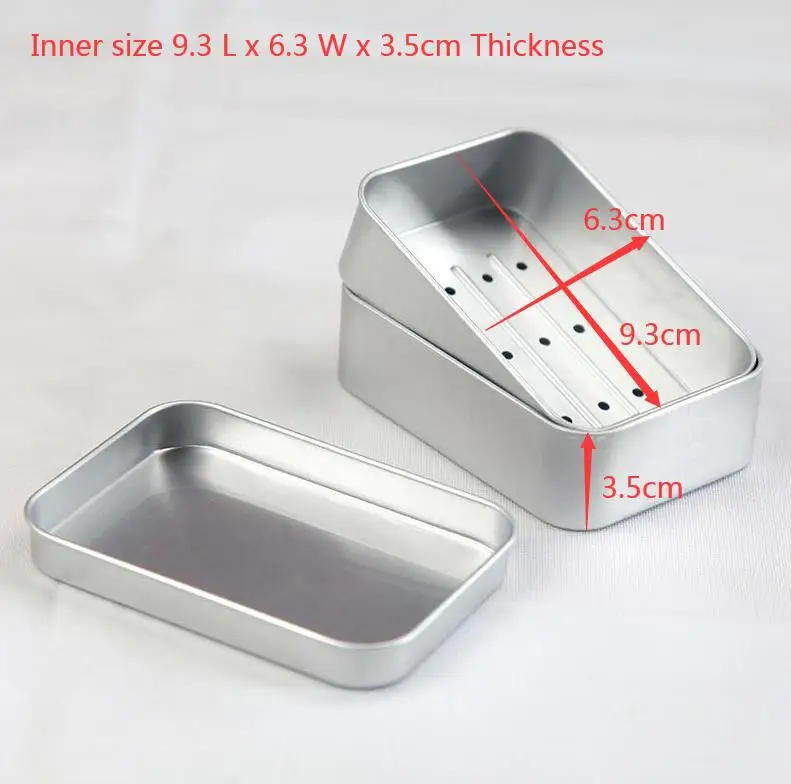 Bathroom Drain Layer Soap Dish Rectangle Custom Logo Empty Container Aluminium Soap Tin Case Box with Lid
