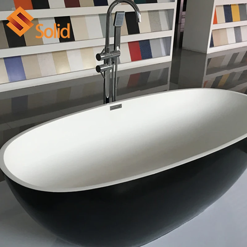Five Stars Hotel Shower Room Standard Oval Shaped Acrylic Resin Marble Bath Tub Solid Surface Bathroom Bathtub