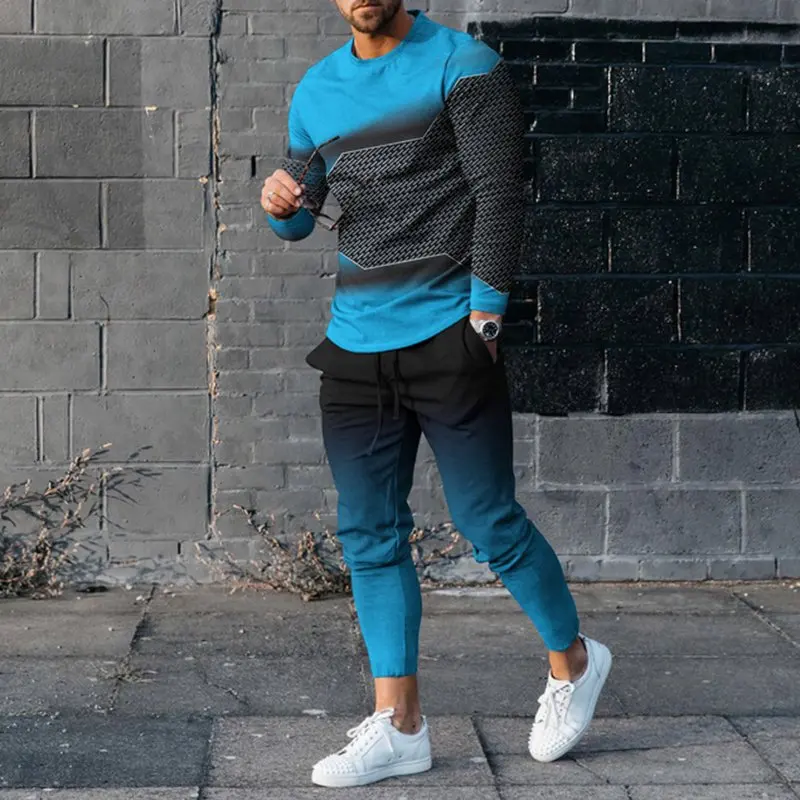 digital printing two piece sweater and pants fall jogging set jogging suits sport black track suit sweatshirt suit