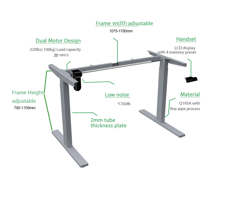 Popular Economic Mental Desk Frame Single Motor Height Adjustable Motorized Ergonomic Electric Smart Lifting Desk