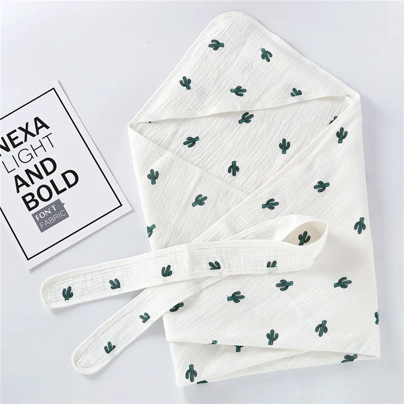 Dropshipping cotton newborn baby hospital muslin swaddle flannel plain receiving hoodie baby swaddle wrap blanket with belt