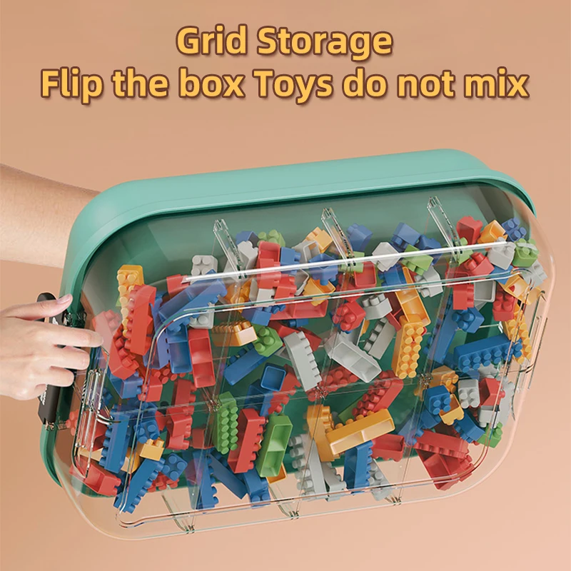 Оптовая продажа органайзер из прозрачного пластика с крышками многослойный Штабелируемый ящик для хранения игрушек детские строительные блоки полипропиленовый материал